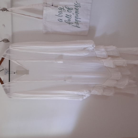 NEVER FULLY DRESSED White Harmony Long Sleeve Tiered Ruffle Maxi Dress NWT - Picture 11 of 16